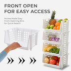 TidyFriend Large Stackable Storage Bins for Pantry - 4 Pack, Stackable Bins For Organizing Food, Kitchen, and Bathroom Essentials (White)