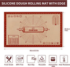 Cook's Aid Silicone Pastry Mat Extra Large with Measurements 26''x16'' for Reusable,Non-slip Silicone Baking Mat, Counter, Dough Rolling, Oven Liner,Fondant/Pie Crust, Red