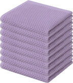 Kitinjoy 100% Cotton Kitchen Dish Cloths, 8 Pack Waffle Weave Ultra Soft Absorbent Dish Towels for Drying Dishes Quick Drying Kitchen Towels Dish Rags, 12 X 12 Inches, Lavender