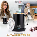 SMLDR Pro Heated Mug, 14 oz Smart Coffee Mug, Self-Heating, Adjustable Temperature, Battery Powered, Great for Coffee & Tea, Excellent Gift (Black)