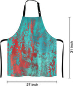Red and Turquoise Apron, Funny Baking Apron Blood Splatter Novelty Cooking Chef Present For Men Womens Baking Present Full BBQ Grilling Kitchen Apron