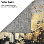 Black Gold Art Splash Dish Drying Mat for Kitchen Counter, Absorbent Microfiber Abstract Modern Drying Pad, 16 x 18 inch, Luxury Decorative Foldable Kitchen Mat for Sink & Coffee Bar, Black Home Decor