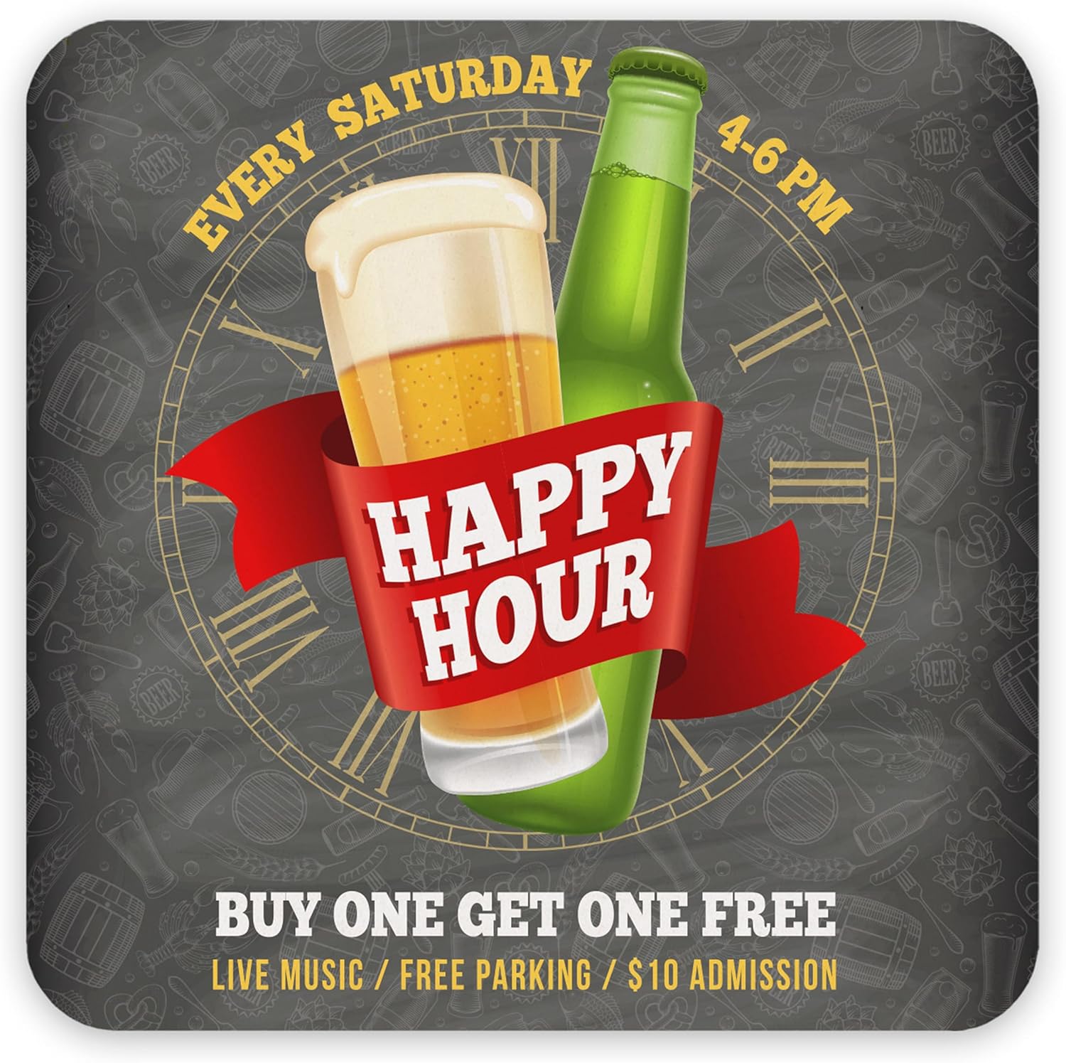 B.E. Green Custom Coasters - Pulpboard Personalized Coasters for Drinks - Full Color Print - Reusable & Absorbent - Beverage Coaster - Promo Events & Celebrations - Pack of 50 - Full Coverage, 4"x 4"