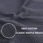 Homaxy 100% Cotton Waffle Weave Kitchen Dish Towels, Ultra Soft Absorbent Quick Drying Cleaning Towel, 13 x 28 Inches, 12-Pack, Dark Grey