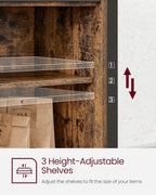 VASAGLE Buffet Cabinet, Coffee Bar Storage Cabinet, Sideboard with 2 Sliding Barn Doors, Adjustable Shelves, 13 x 39.4 x 31.5 Inches, for Living Room, Rustic Brown and Ink Black ULSC092B01