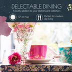 Portmeirion Sara Miller Chelsea 12oz Tea Cup, Pink - Fine China Coffee Mug with Hummingbirds Motif - Elegant Tea Party Cup for Afternoon Tea Moments - Great Gift for Her/Mother