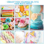 Food Coloring Gel Cake Decorating Set - Jelife 10 Colors Gel Based Edible Food Color Easter Egg Dye Kit Concentrated Neon Icing Colors for Kids Baking Macaron Frosting Fondant Cookie (6ml/Bottles)