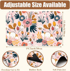 Dish Drying Mat Pink Flowers Berries Leaves Coffee Bar Mat for Countertop Absorbent Hide Stain Rubber Backed Dish Drainer Rack Pad Espresso Machine Dining Room Decor 11.8 x 19.7 Inch