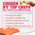 KITCHEN PERFECTION Silicone Smoker Oven Gloves For Women -Extreme Heat Resistant BBQ Gloves -Handle Hot Food Right on Your Smoker Grill Fryer|Waterproof Oven Mitts Grill Gloves |Superior Set+3 Bonuses