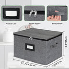 Wine Glass Sorage Box, Stemware Storage Cases with dividers, Hard Shell China Storage Containers 12 Cells for long stem, Stackable Crystal Glassware Storage with Label Window, Handles (Dark Grey)