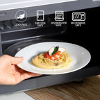 fMBB 4-Piece Salad Plates Set, 8 inch Ceramic Lightweight Round Plate Dessert Dish, Smooth Glaze - White Modern Dinnerware Set for Kitchen Serving