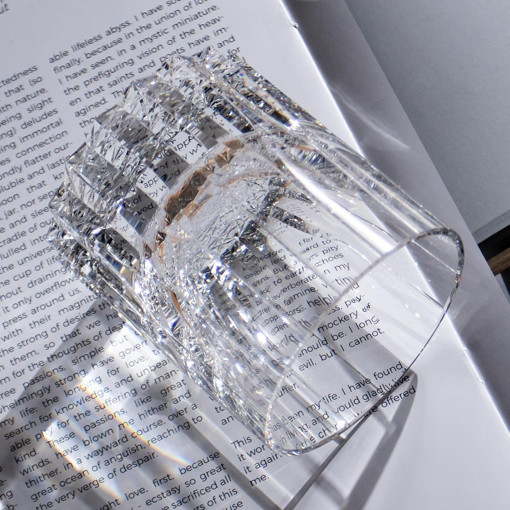 KAMMAK Crystal Whiskey Glasses Set of 2, 7.27oz Old Fashioned Glasses Stemless, Hand Blown White Cocktail Glasses, Engagement Gifts for Couples, Women, Men