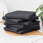 Homaxy Microfiber Waffle Weave Kitchen Towels, 16 x 28 Inch Ultra Absorbent and Solid Color Dish Towels, 6 Pack, Dark Grey