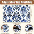 Blue Damask Flower Dish Drying Mat for Kitchen Counter Bar Mat Hide Stain Absorbent Rubber Backed Coffee Maker Espresso Machine Bar Accessories 11.8 x 19.7 Inch