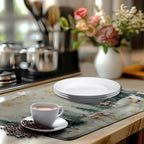 Winter Deer Snowflakes Dish Drying Mat Christmas Snow Forest Large Kitchen Mats Dish Drying Pad Absorbent Dish Dryer Mat for Kitchen Countertops Microfiber Drainer Pad Dish Drying Mats (18x24 in)