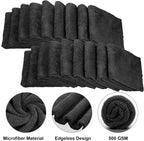 Shimeyao 30 Pcs Edgeless Microfiber Plush Towels for Cars Detailing Drying Wash Polishing Absorbent Cleaning Cloths, 500 GSM, 16 x 16 Inch(16 x 16 Inch,Black,30 Pcs)