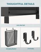 OROPY 2 Tier Spice Rack for Countertop, Metal Standing Kitchen Storage Organizer Shelf, Counter Shelf for Cabinet,Pantry,Bathroom,Bedroom, with Hanging Basket