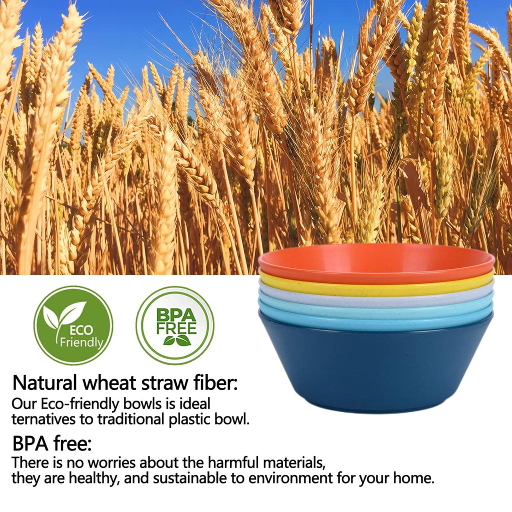 Unbreakable Large Cereal Bowls Set of 6, 32 Ounce BPA-Free Microwave and Dishwasher Safe Salad Bowls, Stackable Color Kitchen Set for Serving, Soup, Oatmeal, Pasta, Noodles - 6 Colors