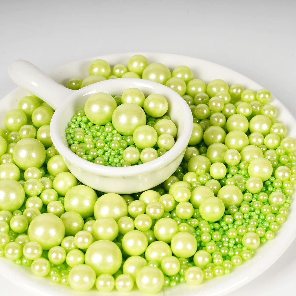 Kasvan Halloween Green Pearl Sugar Sprinkles - Edible Candy Pearls 130g/4.58 Oz, Mix Size, Baking Cake Decorations, Ice Cream Toppings and Cookie Decorating, Wedding Party Chirstmas Supplies