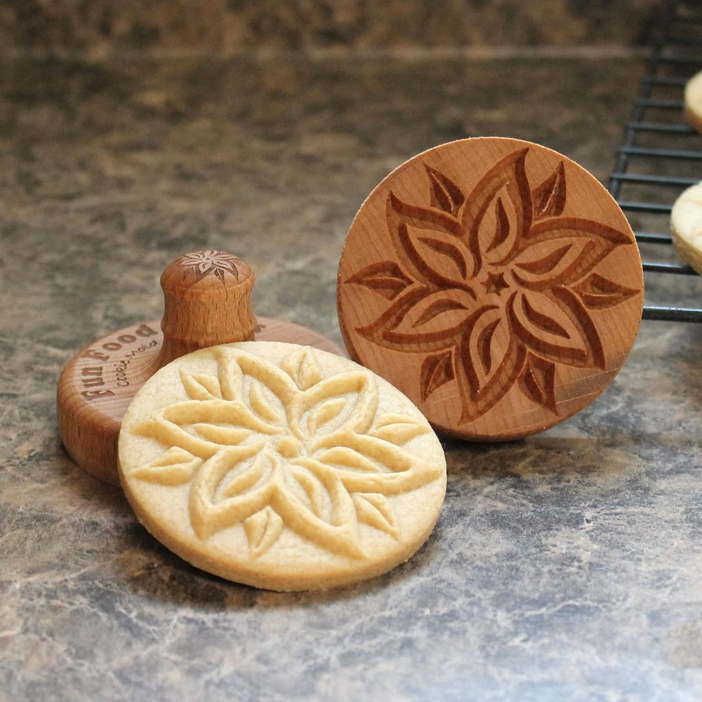 Wood Cookie Stamp, 2.5 Inch (Poinsettia CS-014)