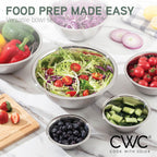 COOK WITH COLOR Stainless Steel Mixing Bowls Set - Nesting Bowls, 6 Pieces, Silver with Non Slip Bottom