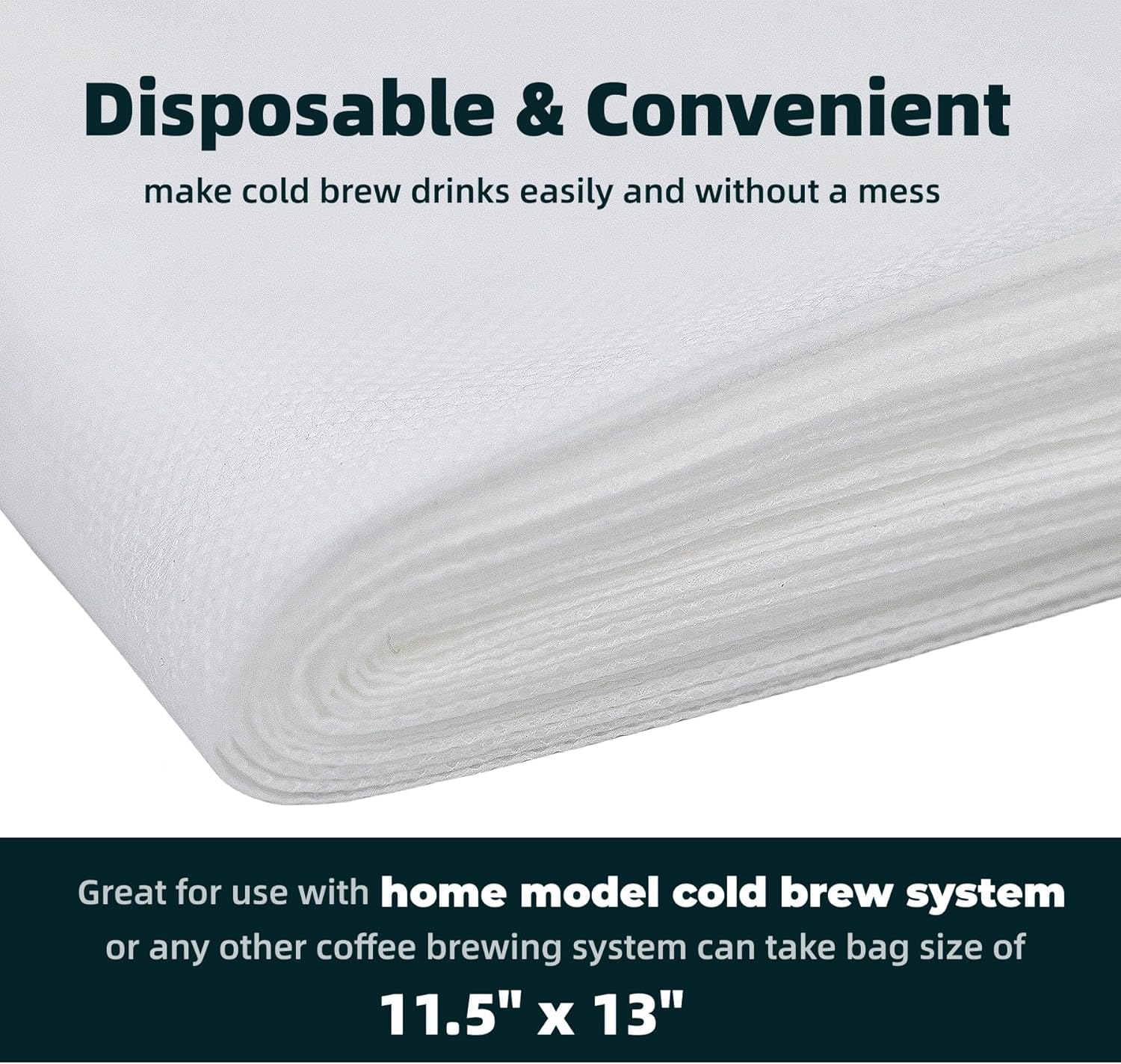 CELLENOMC Cold Brew Coffee Filter Bags - 100 Pack Cold Brew System Home Model Filter Bags 11.5'' x 13'' Compatible for Toddy Cold Brew Coffee Maker Natural Sturdy Disposable Home Cold Brew Filter Bags