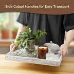 17 Inch White Serving Tray with Handles, Large Wooden Tray for Ottoman, Breakfast in Bed, Coffee Table, Dinner, Rectangular Wood Tray for Living Room Bedroom Entryway and Kitchen