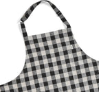 Solino Home Linen Bib Apron for Men & Women - Black and Cream Kitchen Apron with Front Pockets - Handcrafted from European Flax