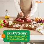 Riveira Acacia Wood Cutting Board – Versatile and Durable: Set Of 3 Pcs Rectangular Wooden Cutting Board – Natural Wooden Cutting Boards For Kitchen – Complete Acacia Wooden Chopping Board