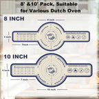 Silicone Bread Sling for Dutch Oven, 2 Pack (8" & 10" Round) – Non-Stick & 500°F Heat Resistant Sourdough Mat, Easy to Clean, Reusable Food-Grade Sourdough Slings - Fits 5–7 qt Dutch Ovens