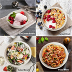 6.2'' Bamboo Fiber Cereal Bows Set of 6, Soup Bowls 24 Oz for Serving Salad, Snack, Side Dishes, Modern Oval Lightweight Bowls for Breakfast, Lunch and Dinner, Dishwasher and Freezer Safe(Matte White)