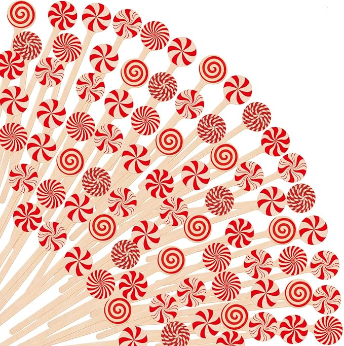 360 Pcs Christmas Candy Wooden Coffee Stirrer Disposable Wooden Cocktail Drink Stirrers Christmas Stir Sticks Beverage Mixer for Coffee Milk Cocktail Tea Hot Drinks Party Supplies(Vivid)