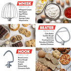 Gourmia 7 Qt Stand Mixer w/Attachments, Bowl Shield, Dough Hook, Whisk & Beater - 10-Speed Heavy Duty Kitchen Countertop Electric Dough Mixer