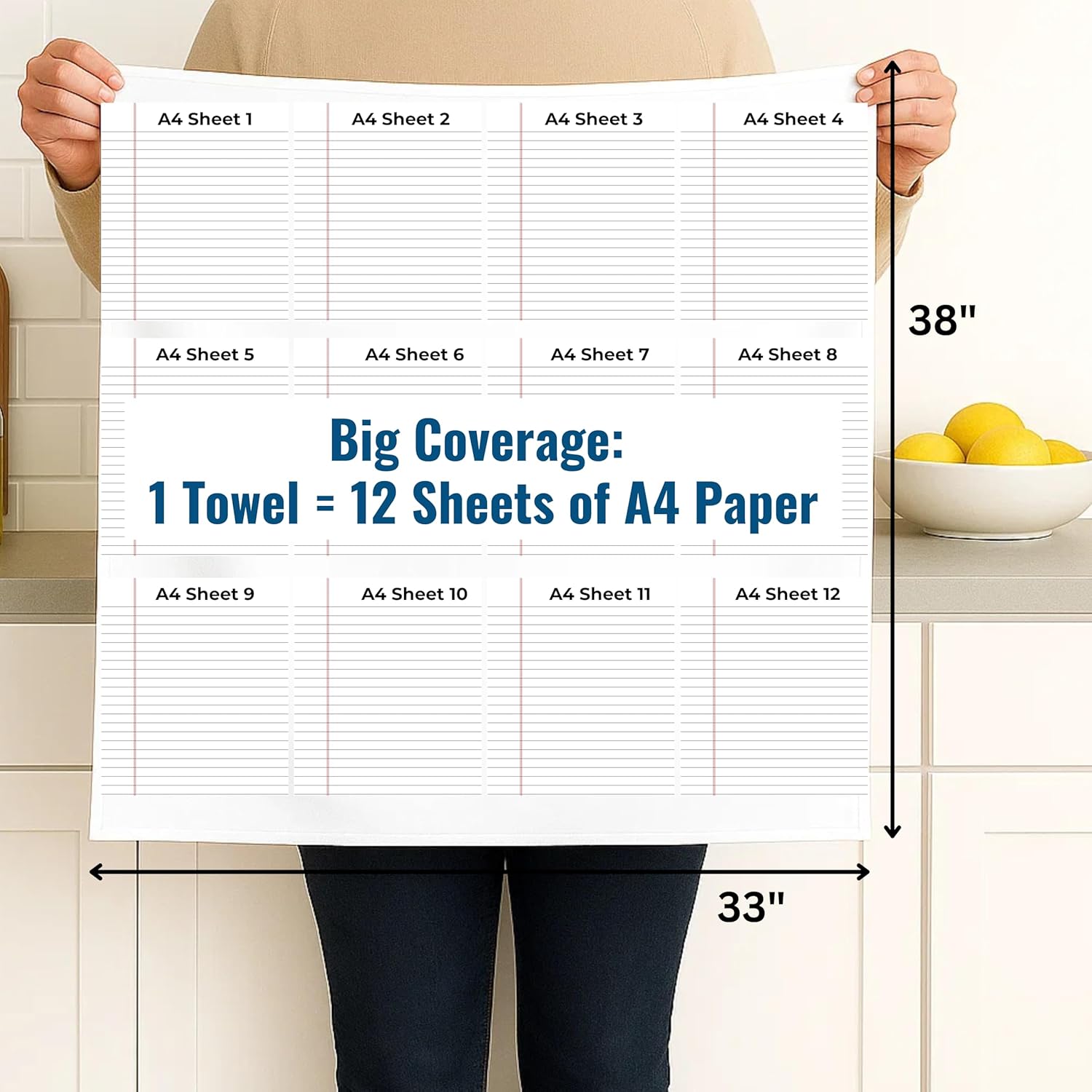 Flour Sack Towels | Tea Towel for Crafts| Kitchen Dish Cotton Blank Towel for Embroidery| Baking Bread Proofing Linen Cover| Thick Absorbent Quick Dry| 4 Pack 33"x38" Natural