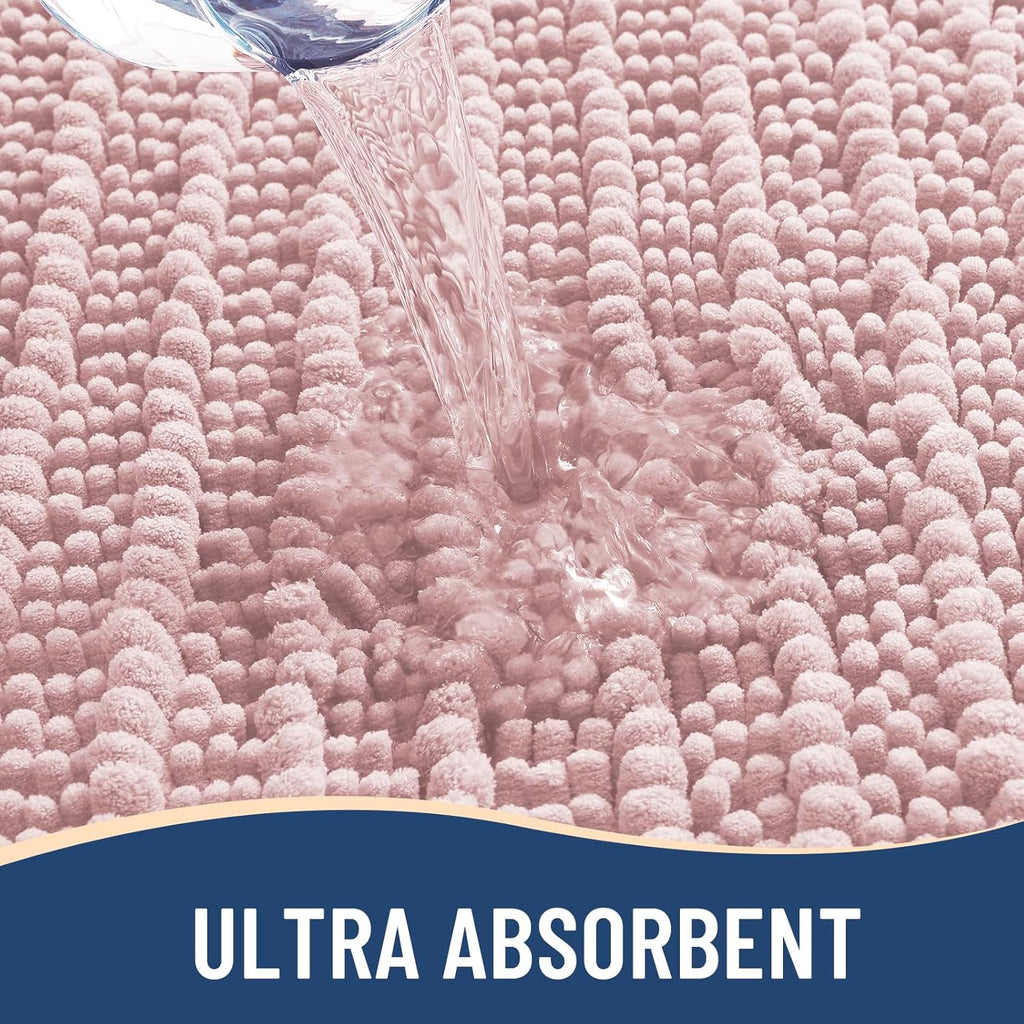 Arotive Luxury Chenille Bathroom Rug Mat, Extra Soft Thick Absorbent Shaggy Bath Rugs, Non-Slip Machine Wash Dry, Plush Bath Mats for Bathroom, Shower and Tub, 30x17, Dirty Pink