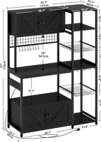 IRONCK Bakers Rack with 2 Storage Cabinets and Power Outlet, 45.3 Inch Industrial Coffee Bar Cabinet Shelves, Kitchen Microwave Stand with Storage, Vintage Black