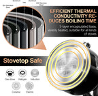 SUSTEAS Tea Kettle - 3.17QT Whistling Kettle with Ergonomic Handle - Premium Stainless Steel Tea Pots for Stove Top, Chic Vintage Teapot with Composite Base, Work for All Stovetops (Black)