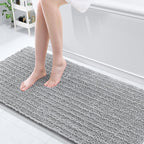 Arotive Luxury Chenille Bathroom Rug Mat, Extra Soft Thick Absorbent Shaggy Bath Rugs, Non-Slip Machine Wash Dry, Plush Bath Mats for Bathroom, Shower and Tub, 70x24, Light Grey