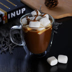 CNGLASS Large Double Wall Glass Coffee Mug 17 oz,Insulated Glass Coffee Cups with Handle,Set of 2