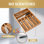Silverware Organizer Kitchen Drawer Organizer Utensil Organizer Acacia Silverware Holder Cutlery Organizer in Drawer Flatware Organizer Tray(7 slots, Acacia