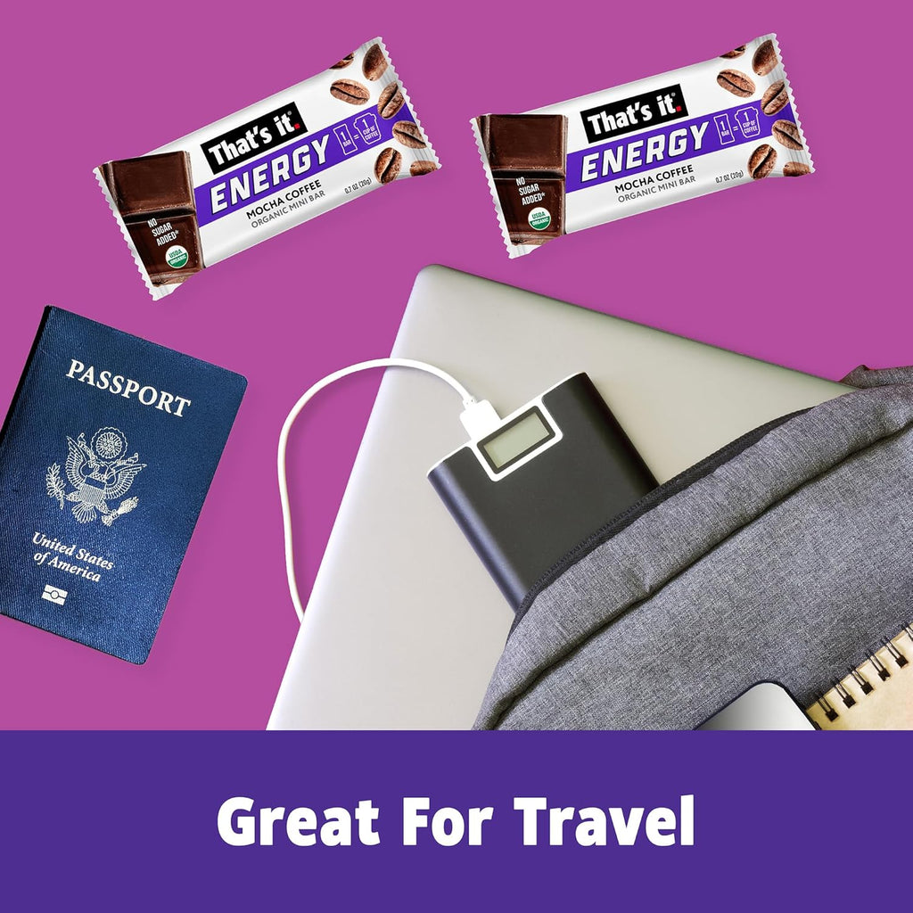 That’s it. Organic Energy Coffee Mini Bars - (1 Mini Bar = 1 Cup of Coffee) Grab and Go, No Added Sugars, Non-GMO, Caffeine Power Snack, Kosher, Allergy Friendly (Mocha Coffee - 15 Count)