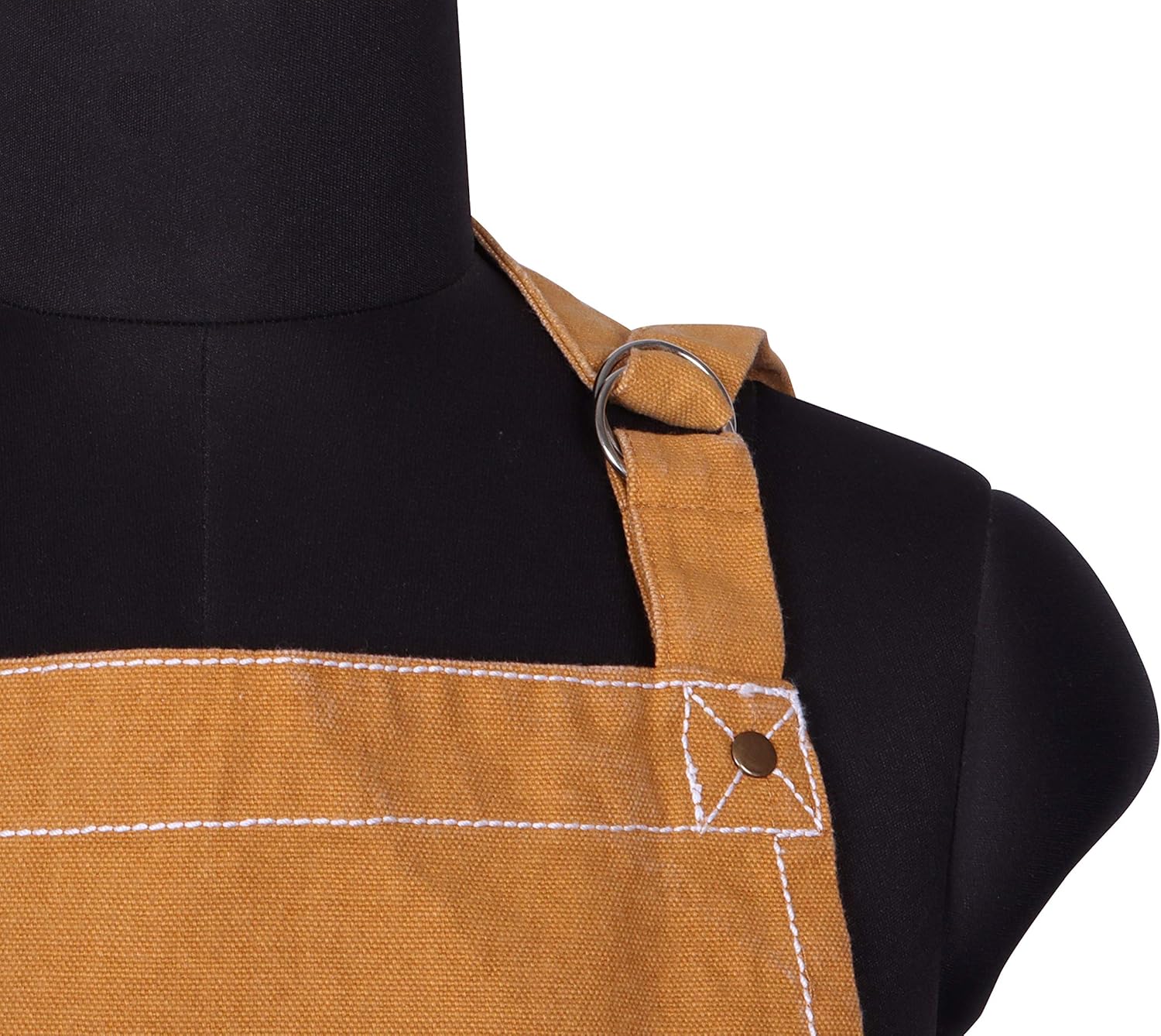 AMOUR INFINI Cotton Solid Aprons for Women with Pocket, Adjustable Strap and Waist Ties Washed Chef Aprons for Cooking, Baking and Gardening (27.5 x 33 Inches - Yellow)