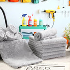 Shimeyao 30 Pcs Edgeless Microfiber Plush Towels for Cars Detailing Drying Wash Polishing Absorbent Cleaning Cloths, 500 GSM, 16 x 16 Inch(16 x 16 Inch,Light Gray,30 Pcs)