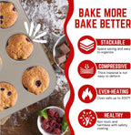 Flexzion Muffin Tray Cupcake Baking Pan 2 Pack, 12-Cup Nonstick Carbon Steel Muffin Tin Non-Stick Cupcake Tin Bakeware Accessories for Baking Cupcake Muffin Brownies Snack, Fridge Safe, Champagne Gold