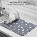 Bloss Christmas Coffee Mat, 16"x24" Absorbent Bar Mat with Waterproof Rubber Back, Fit Under Coffee Maker Machine/Kitchen Counter