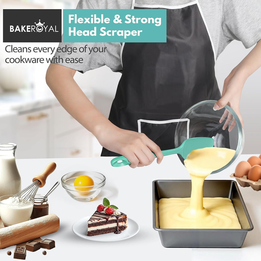 Silicone Spatula Set - 4-Piece Rubber Spatulas Silicone Heat Resistant 600°F for Everyday Task - Seamless Design Kitchen Spatulas for Nonstick Cookware - Aqua