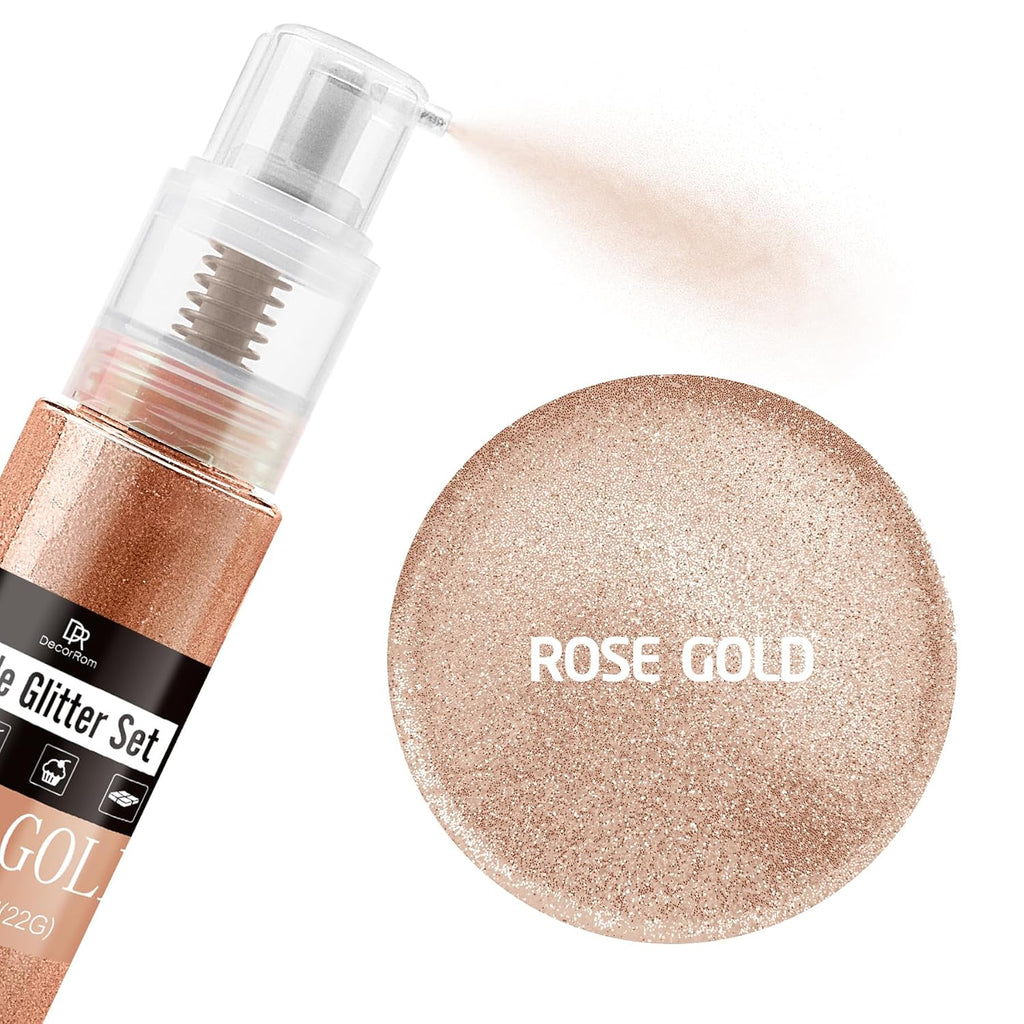 Edible Glitter Spray - 3/4oz Luster Dust Edible Food Grade Glitter Shimmer Dust Powder for Cocktails, Drinks, Cake Decorating - Metallic Food Coloring Powder for Wine, Candy, Cookie, Icing (Rose Gold)