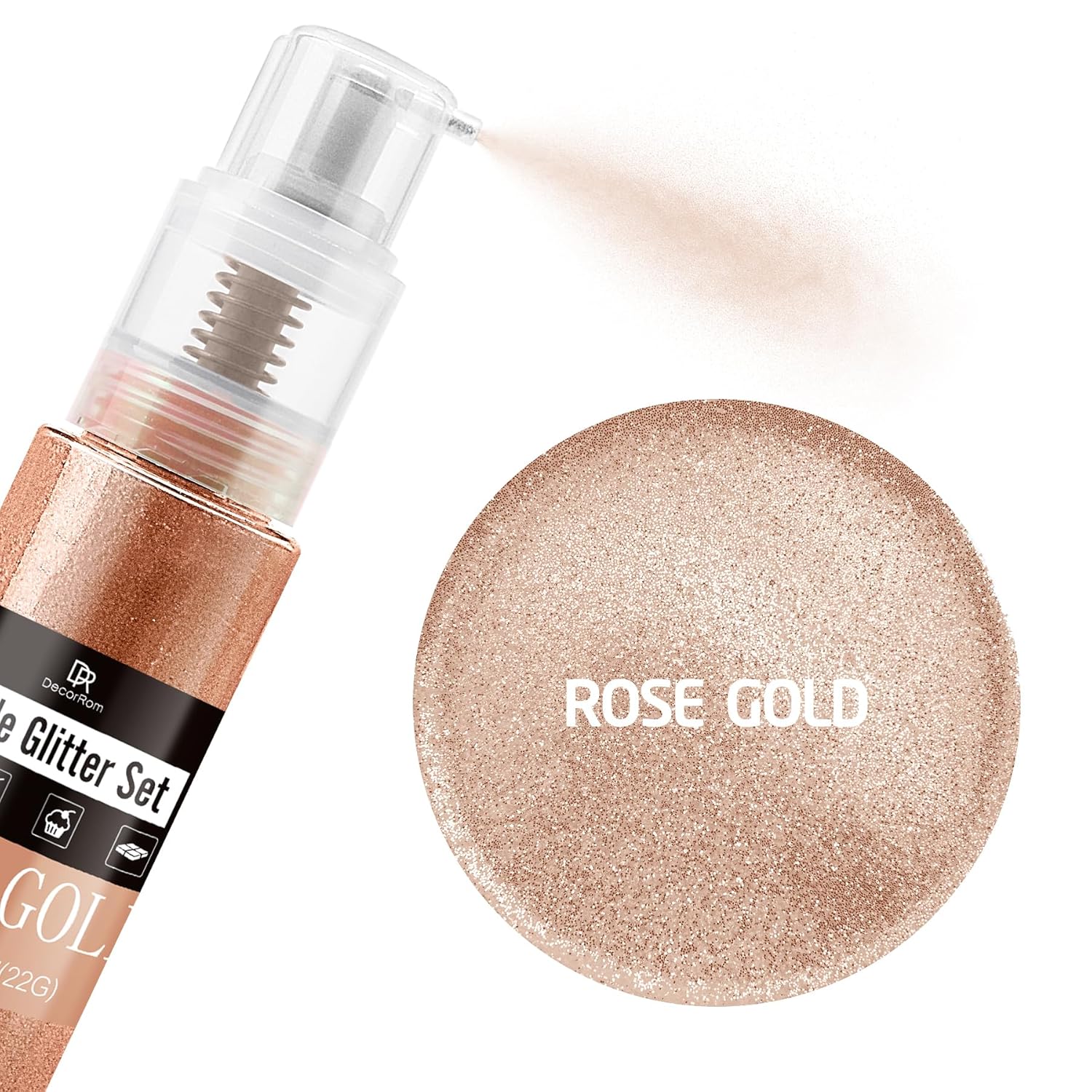 Edible Glitter Spray - 3/4oz Luster Dust Edible Food Grade Glitter Shimmer Dust Powder for Cocktails, Drinks, Cake Decorating - Metallic Food Coloring Powder for Wine, Candy, Cookie, Icing (Rose Gold)