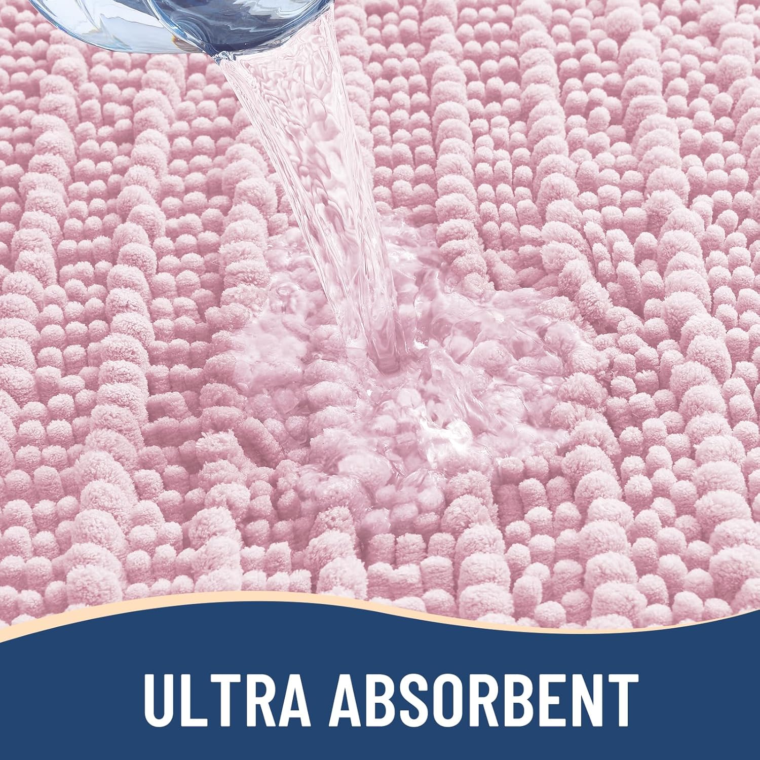 Arotive Luxury Chenille Bathroom Rug Mat, Extra Soft Thick Absorbent Shaggy Bath Rugs, Non-Slip Machine Wash Dry, Plush Bath Mats for Bathroom, Shower and Tub, 36x24, Pink