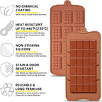 Anaeat Silicone Break Apart Chocolate Molds, Set of 4 Flexible Non-Stick Silicone Candy Protein and Energy Bar Molds for Mini Rectangle Chocolates and Candies - Just Pop Out